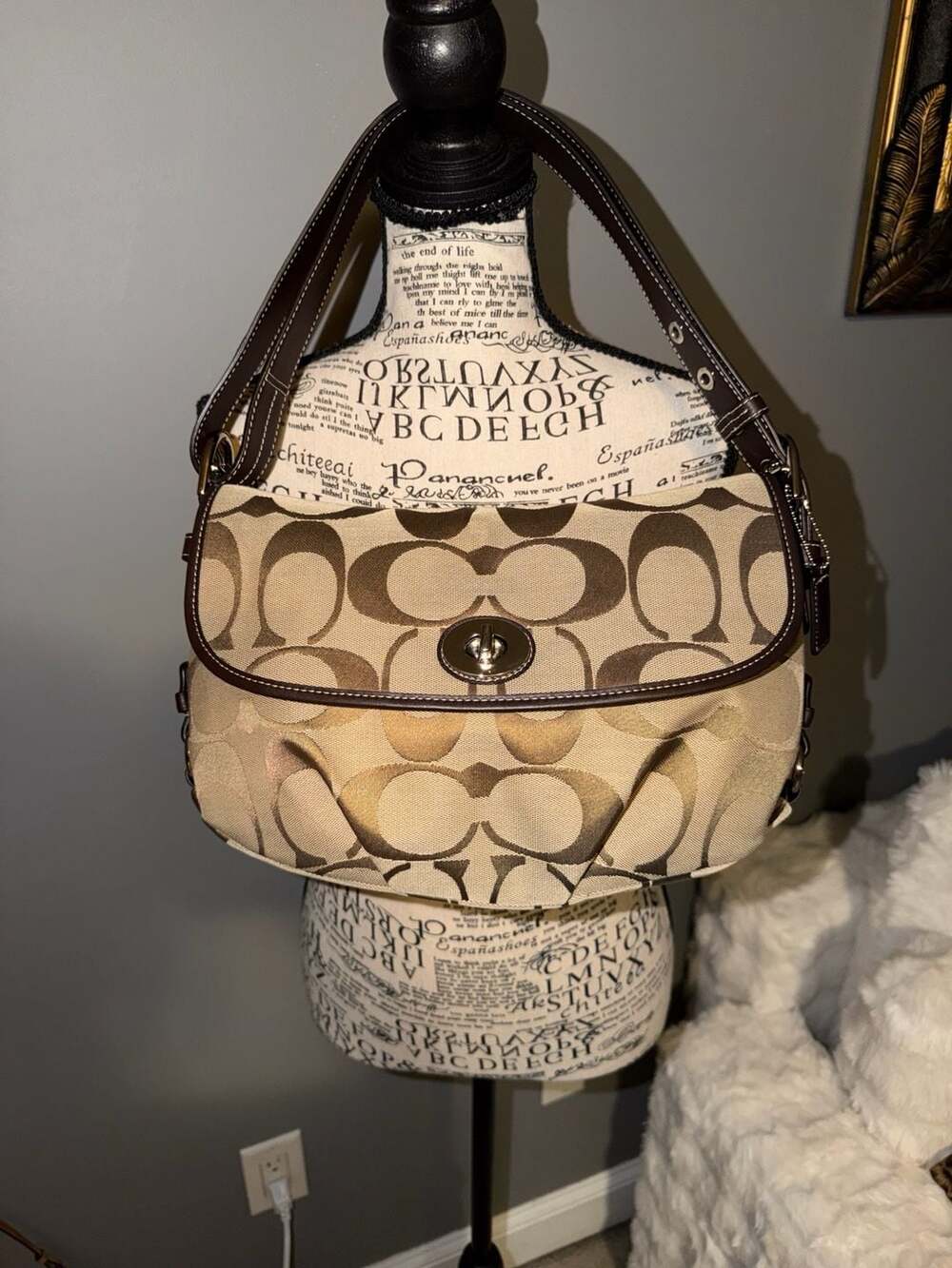 Coach Signature Canvas Monogram Shoulder Bag F15171